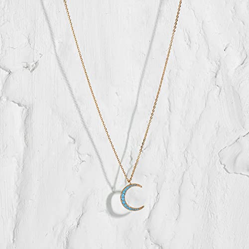 MTMY Gold Moon Pendant Necklace for Women,14K Gold Plated Dainty Chain Crescent Moon Sun Star Necklace Jewelry - style: turquoise moon