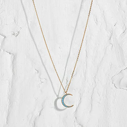 MTMY Gold Moon Pendant Necklace for Women,14K Gold Plated Dainty Chain Crescent Moon Sun Star Necklace Jewelry - style: turquoise moon