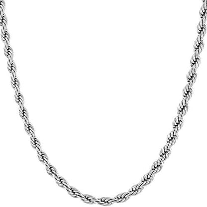 LIFETIME JEWELRY 4mm Twisted Rope Chain Necklace for Men & Women Stainless Steel | Black | Gunmetal | Diamond Cut 16 to 36 Inches - color: Stainless Steel, size: 26 inches