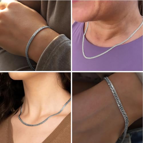33FT Stainless Steel Cuban Chain 2.8mm Double Link Chain for Jewelry Making | Diamond-Cut Silver Curb Chain Roll Bulk for Necklace Bracelet Crafts - color: 2.88mm curb chain