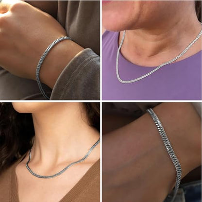 33FT Stainless Steel Cuban Chain 2.8mm Double Link Chain for Jewelry Making | Diamond-Cut Silver Curb Chain Roll Bulk for Necklace Bracelet Crafts - color: 2.88mm curb chain