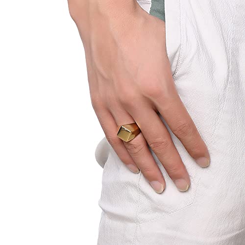 MYNENEY Stainless Steel Square Shape Signet for Men Statement Ring - color: Rhombus Gold