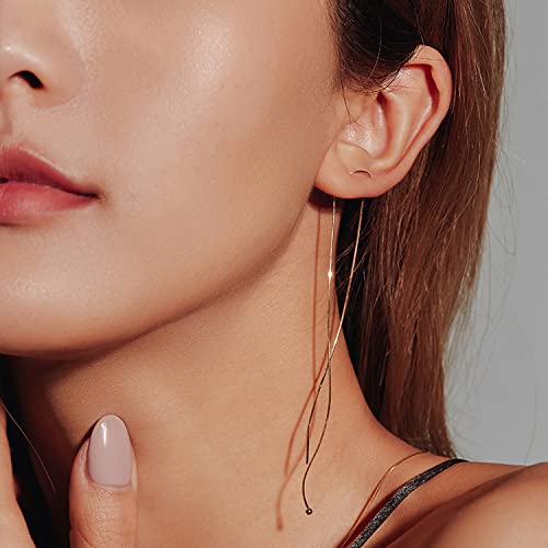 Long Chain Drop Earrings for Women, 925 Sterling Silver, Dainty Dangling Elegant Earrings for Daily Wear, Gift for Her - color: 7.9" Snake Chain Gold