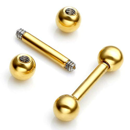 Zysta 4 Pairs Stainless Steel 14/16G Mixed Colors Body Piercing Barbells 6-16mm Post Studs Earring NippleTongue Helix Tragus Cartilage Labret Medusa Lip Eyebrow Straight Bar Ball Screw … - color: 4mm Ball,8mm Post