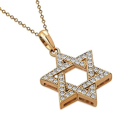 My Daily Styles 925 Sterling Silver Jewish Star of David White CZ Pendant Necklace - color: Pink