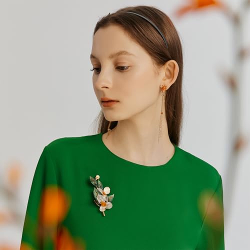 SHE'S FREE STYLE JUST FOR YOU Snail Brooches and pins for women, Sparkling Cubic Zirconia & Pearl Copper Pin, 2.36" Long Clasp Design Playful Jewelry Brooch - color: White Rose