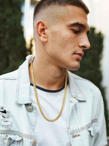 U7 Men Stainless Steel Necklace Cuban Link Chain, Flat Curb Chain Necklaces Unisex, Silver/Black/Gold Plated Chunky Hip Hop Neck Chain, 6mm/9mm Width, 18-32 Inches Length Jewelry for Mens Women - color: b. 9mm Gold, size: 18 Inches, style: a. Flat Curb