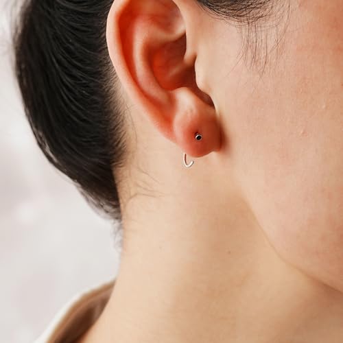 CHIC & ARTSY Half Hoop Earrings 925 Sterling Silver Huggie Earrings for Women Hypoallergenic Sterling Silver Small Huggie Hoop Earrings for Women - color: #1 half hoop