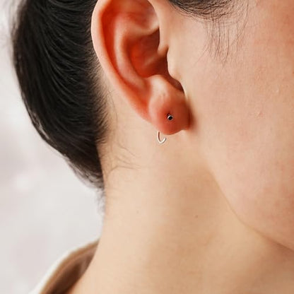 CHIC & ARTSY Half Hoop Earrings 925 Sterling Silver Huggie Earrings for Women Hypoallergenic Sterling Silver Small Huggie Hoop Earrings for Women - color: #1 half hoop