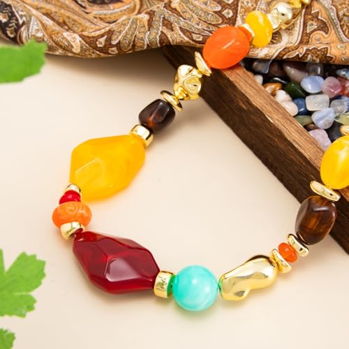 Chunky Acrylic Beaded Necklace for Women Colorful Acrylic Resin Beaded Choker Big Round Beads Statement Necklace Fashion Jewelry - color: Red