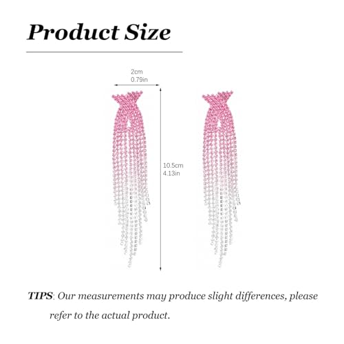Rhinestone Earrings Prom Earrings for Women Sparkly Long Tassel Chandelier Drop Statement Earring Jewerly Gifts Wedding Party Prom Dresses Accessories - color: B6:pink&silver