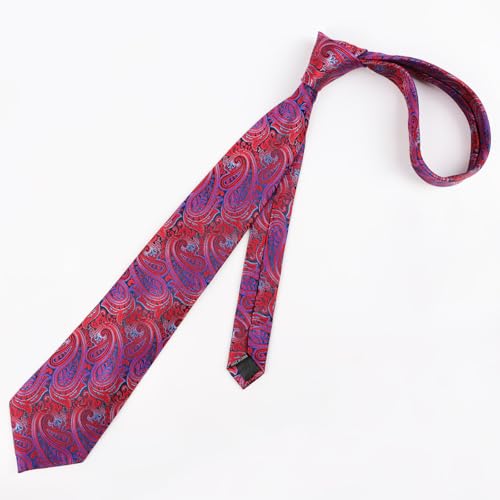 Alizeal Mens Gradient Paisley Necktie and Pocket Square Set | Elegant Design Perfect for Weddings Banquets Business Formal Events - color: 143-red+royal Blue