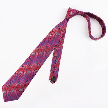 Alizeal Mens Gradient Paisley Necktie and Pocket Square Set | Elegant Design Perfect for Weddings Banquets Business Formal Events - color: 143-red+royal Blue