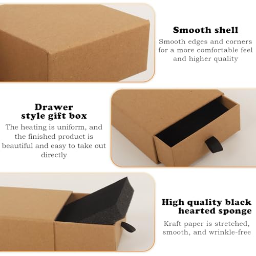Nsmykhg Jewelry Gift Box Velvet-Lined,12 Pack Compact Drawer Style for Earrings & Rings, Necklace & Bracelet Organizer, 3.93x3.93x1.65 Inches, Stackable Elegant Jewelry Display & Storage Box (Kraft) - color: Kraft