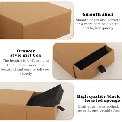 Nsmykhg Jewelry Gift Box Velvet-Lined,12 Pack Compact Drawer Style for Earrings & Rings, Necklace & Bracelet Organizer, 3.93x3.93x1.65 Inches, Stackable Elegant Jewelry Display & Storage Box (Kraft) - color: Kraft