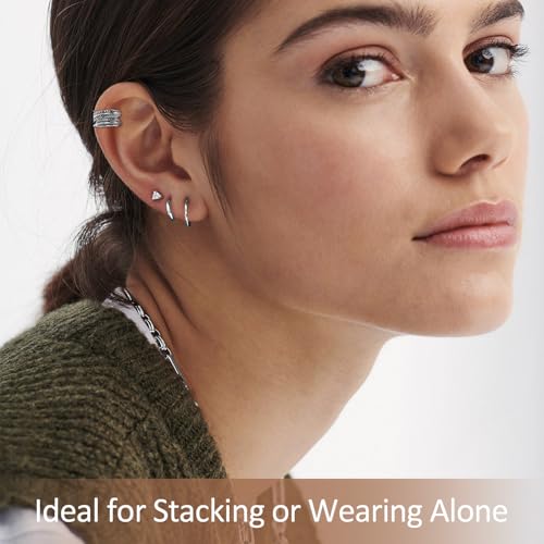 ChicSilver 925 Sterling Silver Ear Cuffs Non-Piercing Cartilage Earrings: Various Styles, Conch Cuffs (with Gift Box) - style: J: Feather Cuff