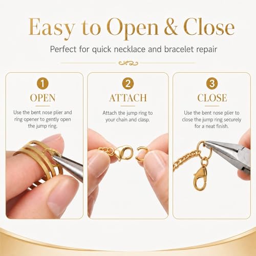 1200 Pcs Jump Rings for Jewelry Making, Jewelry Repair Kit with Lobster Claw Clasps, Pliers, Tweezers & Ring Opener, Gold and Silver Open Jump Rings for Necklace, Bracelet, Earrings, Keychains