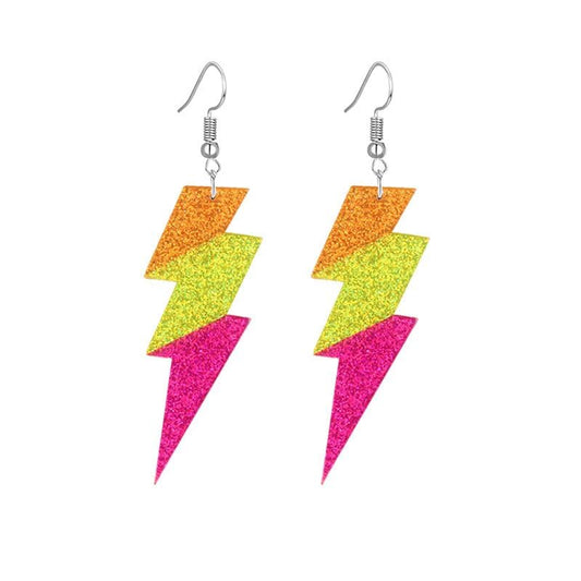 ONLYJUMP Acrylic Exaggerated Lightning Earrings Statement Punk Retro Geometric Delicate Neon Personalized Earrings Accessory Jewelry for Women - color: Orange yellow