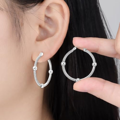 Floral Hoop Earrings 925 Sterling Silver with 14K Gold Plating – Lightweight CZ Flower Hoops | Hypoallergenic Jewelry for Women | Gift Box + Polishing Cloth - color: 33mm Snake bone earrings
