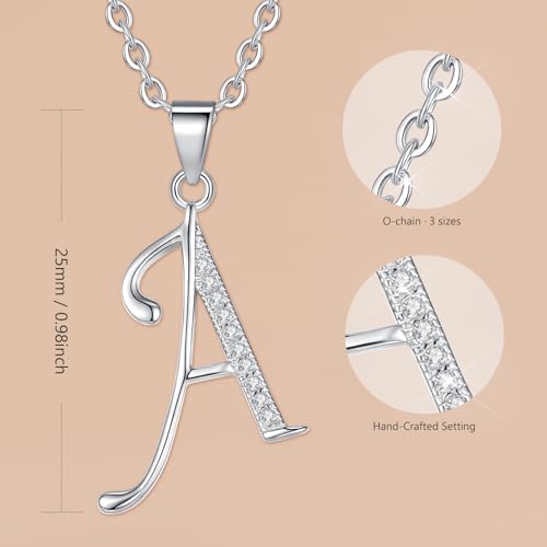 VIKI LYNN Dainty Initial Letter Pendant Necklace for Women | Cubic Zirconia Initial Jewelry, Personalized Letter Necklace, Dainty Women Jewelry, Birthday Gift Idea for Her, Mom and Wife - color: Silver, style: Silver-A