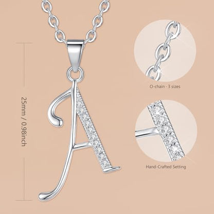 VIKI LYNN Dainty Initial Letter Pendant Necklace for Women | Cubic Zirconia Initial Jewelry, Personalized Letter Necklace, Dainty Women Jewelry, Birthday Gift Idea for Her, Mom and Wife - color: Silver, style: Silver-A
