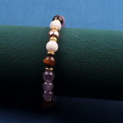 KSQS Healing Stone Bead Bracelet for Women, Natural Gemstones Balance Protection Bracelet, Spiritual Crystal Beads Bracelet Anxiety Relief with Meaning Card - color: Anxiety Support