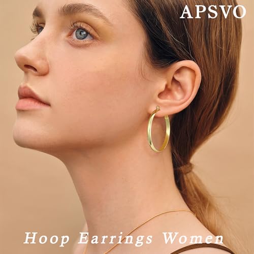 Apsvo Hoop Earrings for Women, 5mm Wide 14K Gold Plated/Silver Hoop Earring Hypoallergenic 925 Sterling Silver Earrings Lightweight Large Earrings for Women - color: Gold &40mm