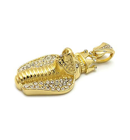 Fashion 21 Unisex Iced Out King Crowned Cobra Snake Pendant 24" Various Chain Necklace in Gold, Silver Tone - color: Gold / Pendant Only