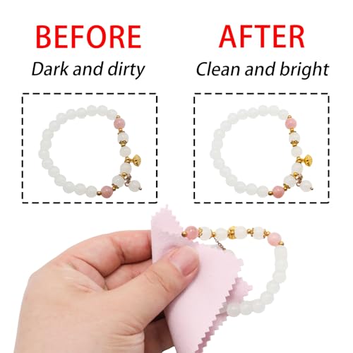 50 Pcs Pink Jewelry Cleaning Cloth - Premium Polish Cloth for Silver, Gold, Platinum & Glasses (Wrapped Tarnish Remover)