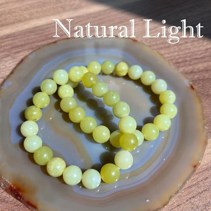 Natural Healing Gemstone Bracelet Handmade Yoga Stretch Elastic Bracelet Stress Relief Crystal Jewelry for Men and Women - color: Lemon Jade(Good Mood), size: 10mm