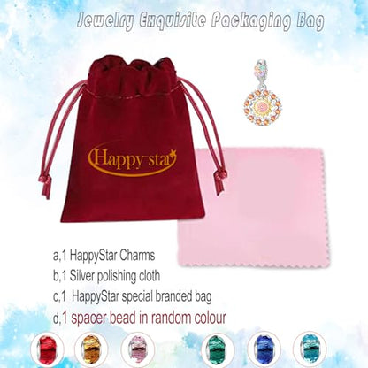 HappyStar 925 Sterling Silver Charms for Bracelets and Necklace Dangle Pendants Beads Charms Fits Charms Bracelets for Woman Jewelry Gifts (with one Spacer Bead Charms) - style: Sun Power Charm
