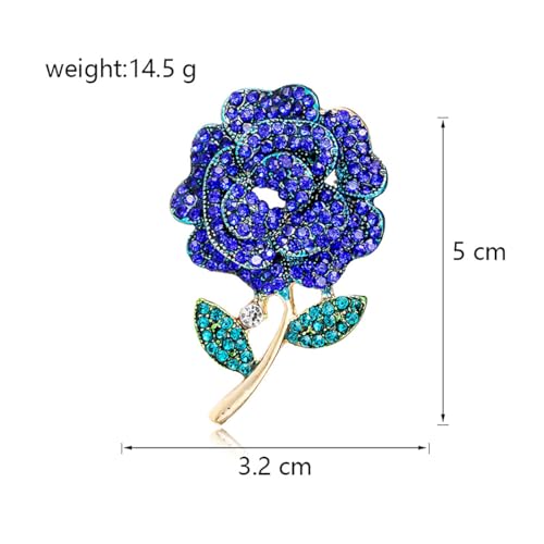 Rhinestone Flower Pin Camellia Drop Oil Brooch Big Large Rose Bouquet Brooch Pin Pearl Daisy Peony Brooch Lapel Pins Elegant Clothing Hat Bag Skirt Accessories for Women - color: Blue1