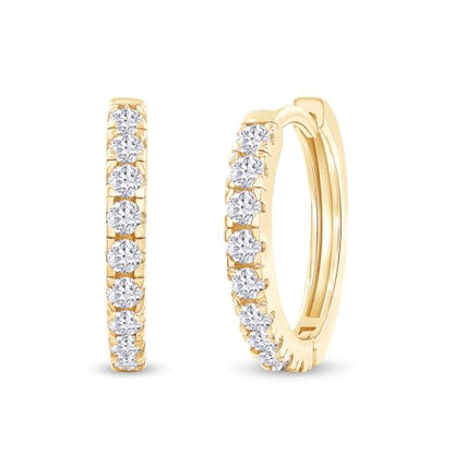 Dainty Cartilage Huggie Hoop Earrings Women in 18K Gold Plated | Round Moissanite in 18K Gold Plated Jewelry for Her - color: Yellow Gold, size: 15 MM