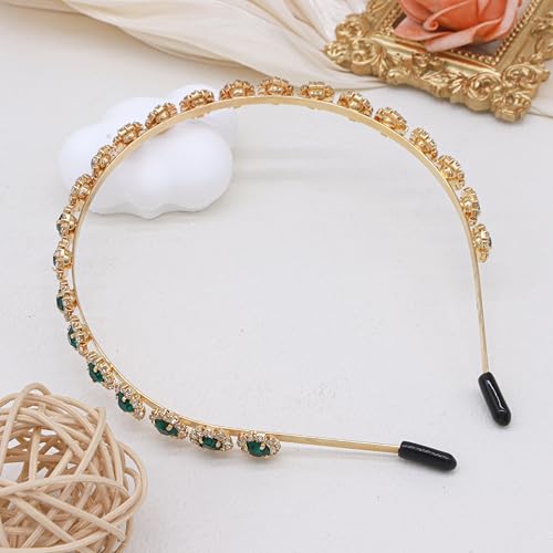 Bridal Headpiece Wedding Headband with Crystal and Hair Accessories (Green, 5.5'') - color: Green