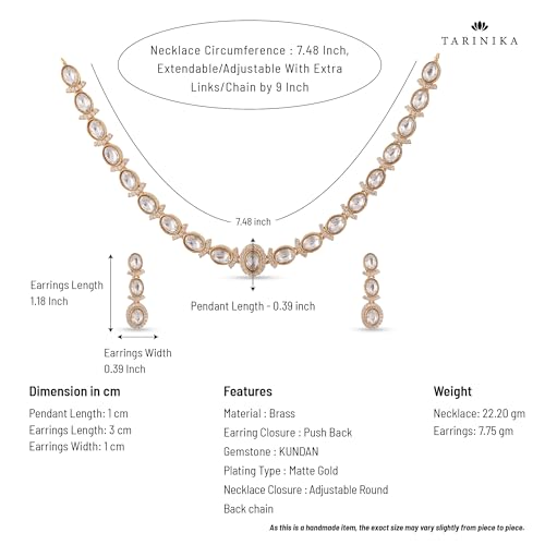 TARINIKA Samaira Kundan Indian Necklace Set - Indian Jewelry Set for Women