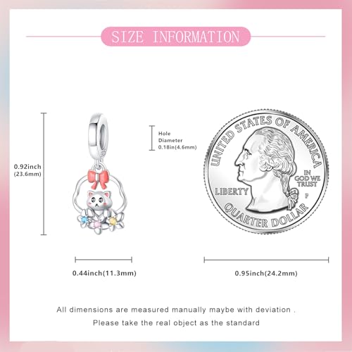 925 Sterling Silver Bead Charm for Pandora Bracelets and Necklaces,Pink Bow Cherry Butterfly Blue Ocean Pendant Bead Charms Jewelry Present Valentines Gifts for Wife/Girlfriend Women - style: Cat Flower Basket Charms