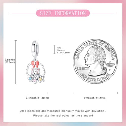 925 Sterling Silver Bead Charm for Pandora Bracelets and Necklaces,Pink Bow Cherry Butterfly Blue Ocean Pendant Bead Charms Jewelry Present Valentines Gifts for Wife/Girlfriend Women - style: Cat Flower Basket Charms
