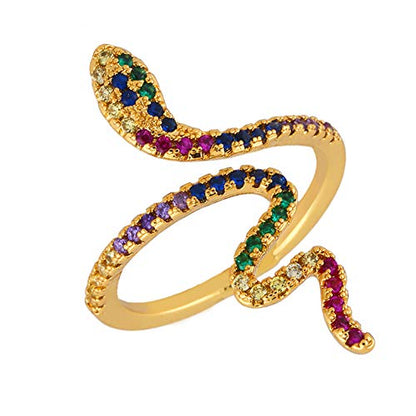 Gold-Plated Butterfly Rings - Vintage Snake Statement Rings with Cubic Zirconia for Women Adjustable Open Rings - style: Snake Gold