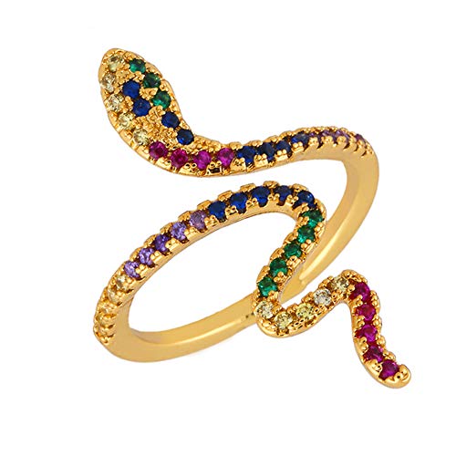 Gold-Plated Butterfly Rings - Vintage Snake Statement Rings with Cubic Zirconia for Women Adjustable Open Rings - style: Snake Gold