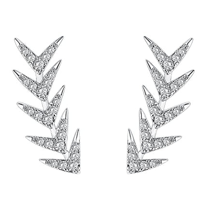 PAVOI 14K Gold Plated Cubic Zirconia Ear Crawler Earrings - Faux Diamond Ear Climber Fashion Earrings for Women - style: Arrow
