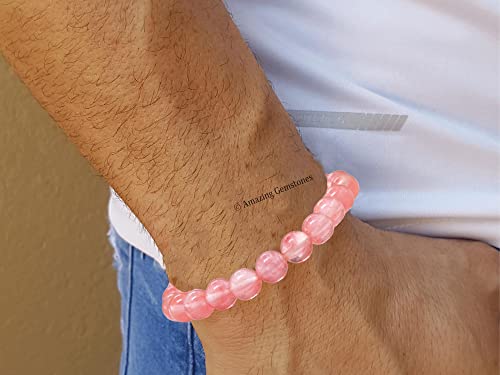Amazing Gemstone Cherry Quartz Crystal Bracelet for Women Men's Gifts - Protection Healing Crystal Bracelet - 8mm Gemstone Beaded Stretchable Bracelet Pulseras Para Hombres Mujer Stocking Stuffers Mothers Day Gift - color: Cherry Quartz