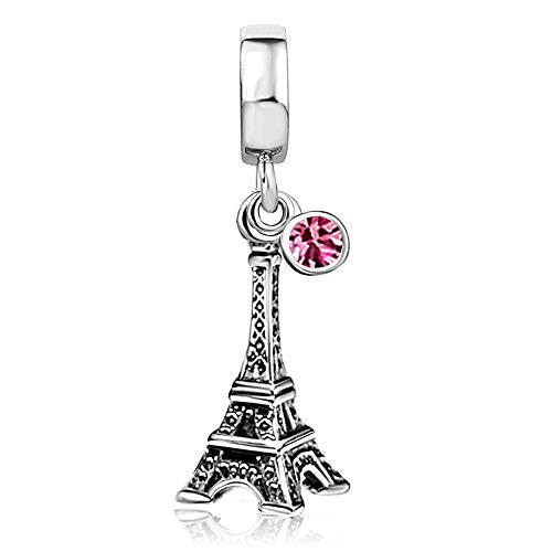 JMQJewelry Eiffel Tower Birthday Birthstone Jan-Dec Month Paris Dangle Womens Bead Charms for Bracelets Mothers Christmas Day - color: JUN