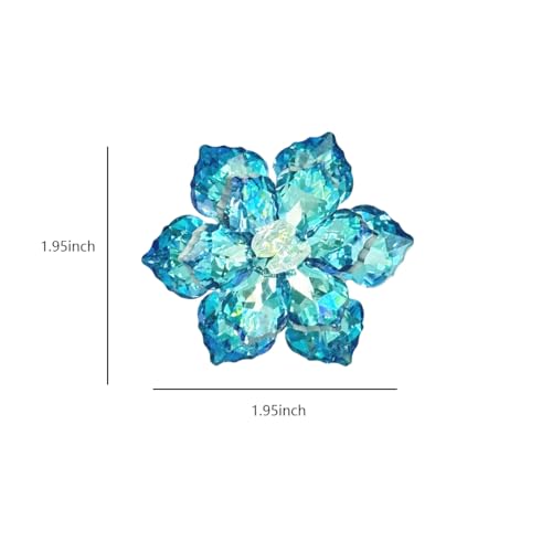 Crystal Flower Brooch Pin for Women Dress Suit Bag Hat Broochs Pins Christmas Brooch Pin Wedding Party Birthday Dance Jewelry Accessories - color: Blue Flower Brooch Pin Blue-1