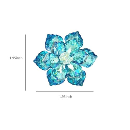 Crystal Flower Brooch Pin for Women Dress Suit Bag Hat Broochs Pins Christmas Brooch Pin Wedding Party Birthday Dance Jewelry Accessories - color: Blue Flower Brooch Pin Blue-1