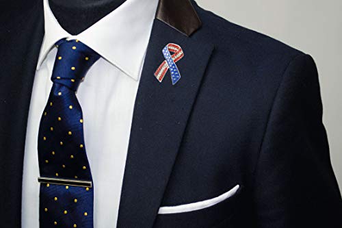 Premium Handmade Enamel Lapel Pin Brooch Badge - color: American Flag Ribbon, size: 1 Pin