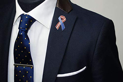 Premium Handmade Enamel Lapel Pin Brooch Badge - color: American Flag Ribbon, size: 1 Pin