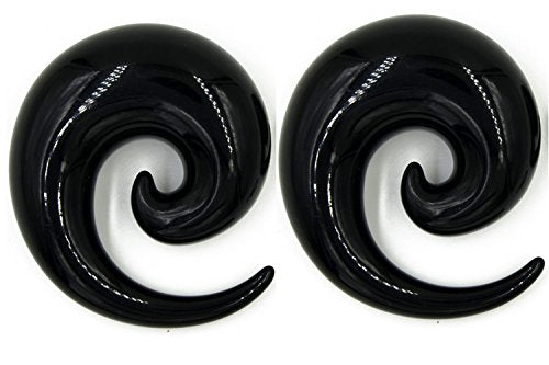 Pair of Black Ear Plugs Tapers Huge Big Gauge Super Spirals Horseshoes Tapers Gauges 24mm 22mm 20mm 18mm 16mm 14mm 12mm 11mm 10mm - style: 00g 10mm