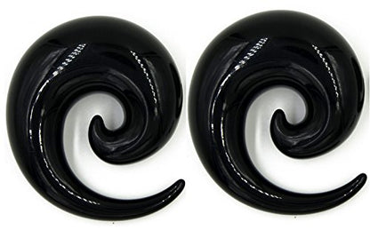 Pair of Black Ear Plugs Tapers Huge Big Gauge Super Spirals Horseshoes Tapers Gauges 24mm 22mm 20mm 18mm 16mm 14mm 12mm 11mm 10mm - style: 16mm (5/8")