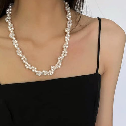 Zeffy Pearl Necklace 4MM/6MM/8MM Dainty Round Imitation Pearl Choker Necklace Wedding Pearl Necklace Delicate Jewelry for Women Simple Bridesmaid Jewelry Gifts - style: 8mm Long Pearl Necklaces(60")
