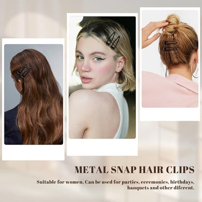 20 PCS Metal Snap Hair Clips Water Drop No Slip Barrettes for Women Bright Small Hair Clips For Thick And Thin Fine Hair,Black,1.97 x 0.5 In. - color: Black